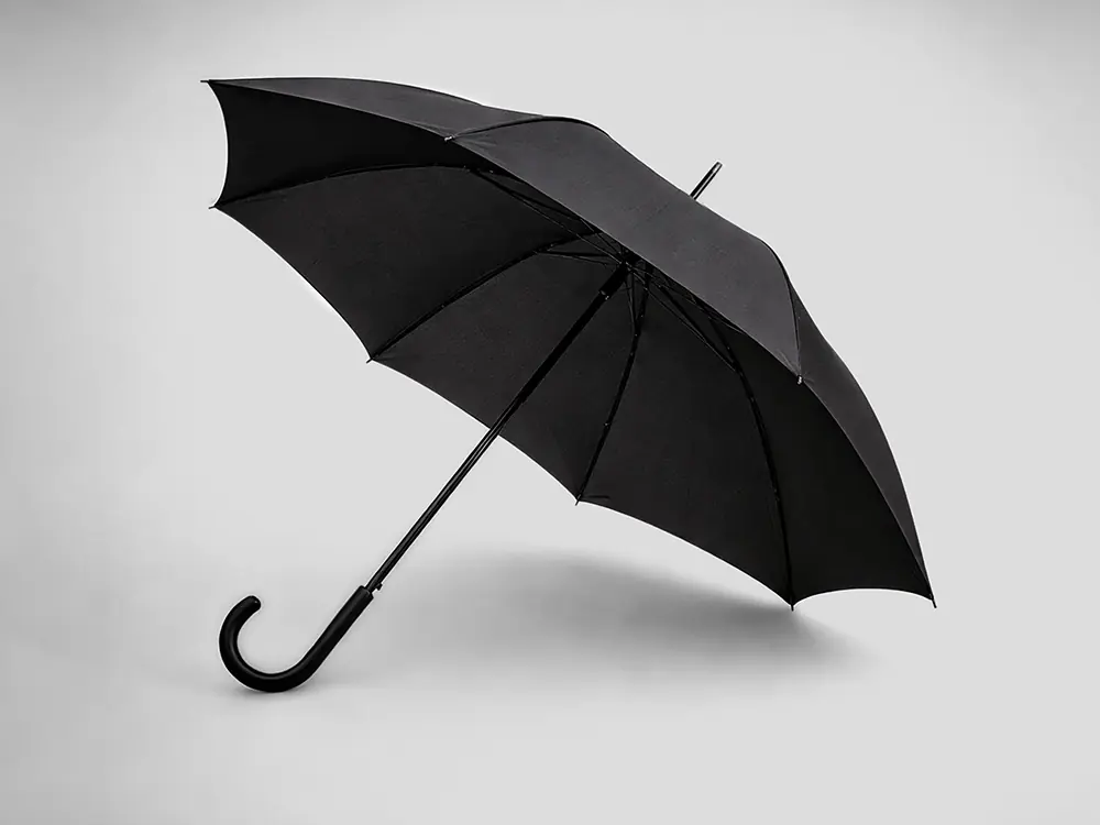 Зонт-трость Wind, полуавтомат, черный