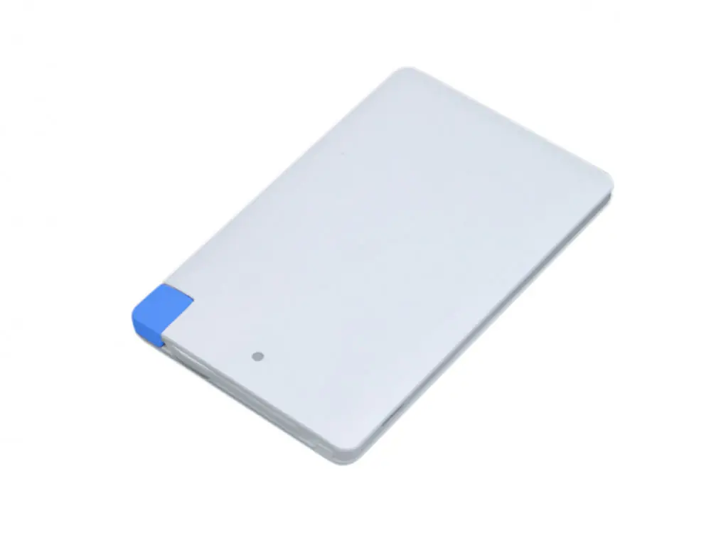 Универсальное зарядное устройство Credit _card1_power_bank под нанесение логотипа в виде кредитной карты, толщина всего 7,5 . 2500MAH. Синий