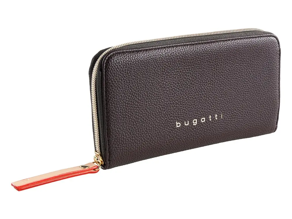 Кошелёк женский BUGATTI ЭЛЛА / ELLA, тёмно-коричневый, полиуретан, 19х2х10 см