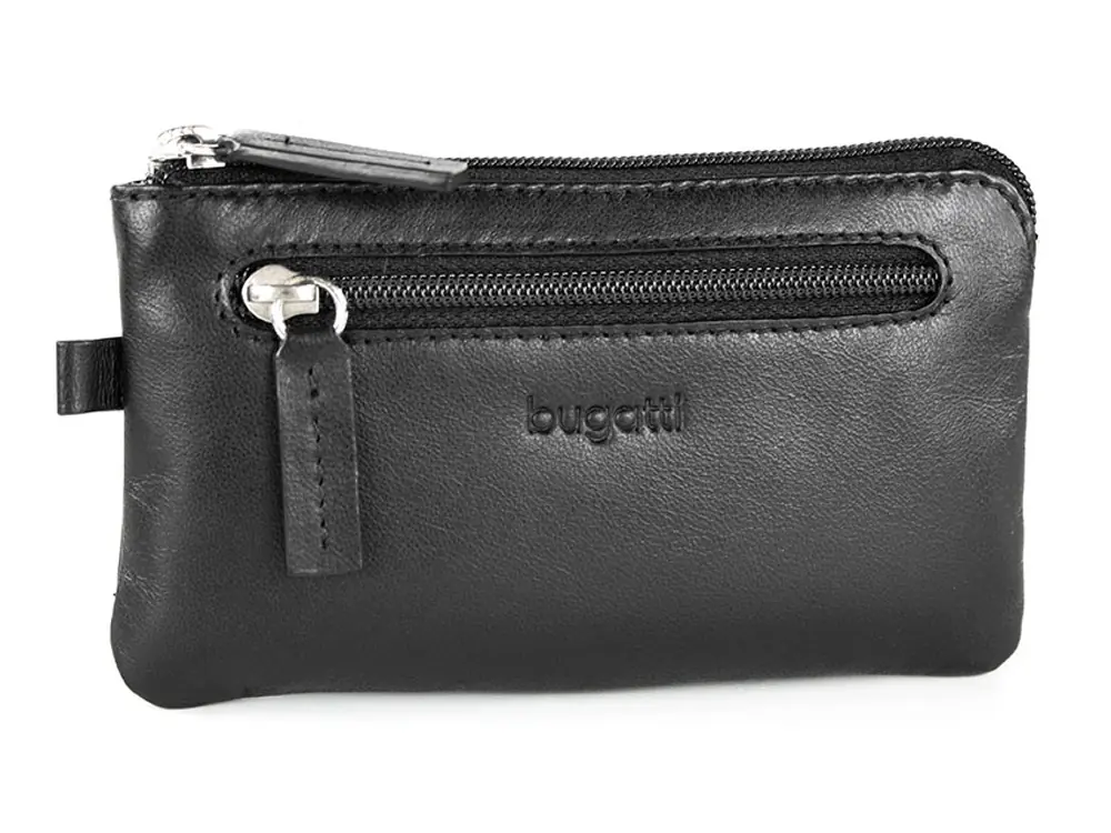Ключница BUGATTI ПЕРВЫЙ / PRIMO, чёрная, натуральная воловья кожа, 12,5х0,5х7 см