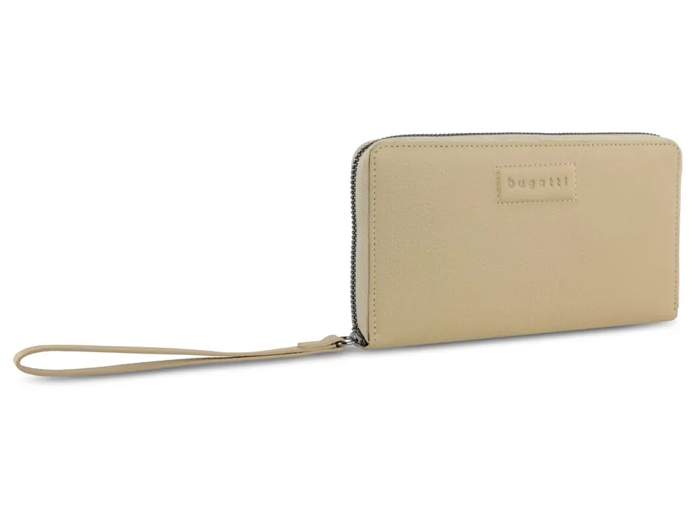 Кошелёк женский BUGATTI ЭЛЬЗА / ELSA, с защитой данных RFID, песочного цвета, воловья кожа/полиэстер, 18,7х2х10 см