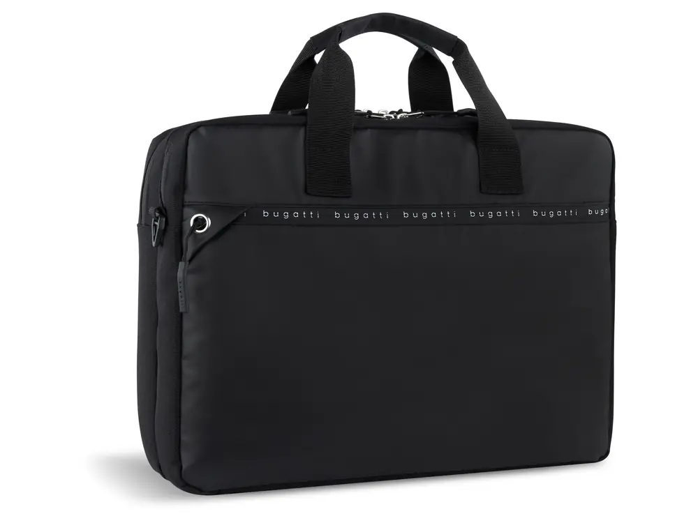 Портфель мужской BUGATTI БЛАНК ОБЛЕГЧЕННАЯ / BLANC DELIGHT, чёрный, нейлон RPET600D/тарпаулин/полиэстер, 40х10х29 см, 10 л