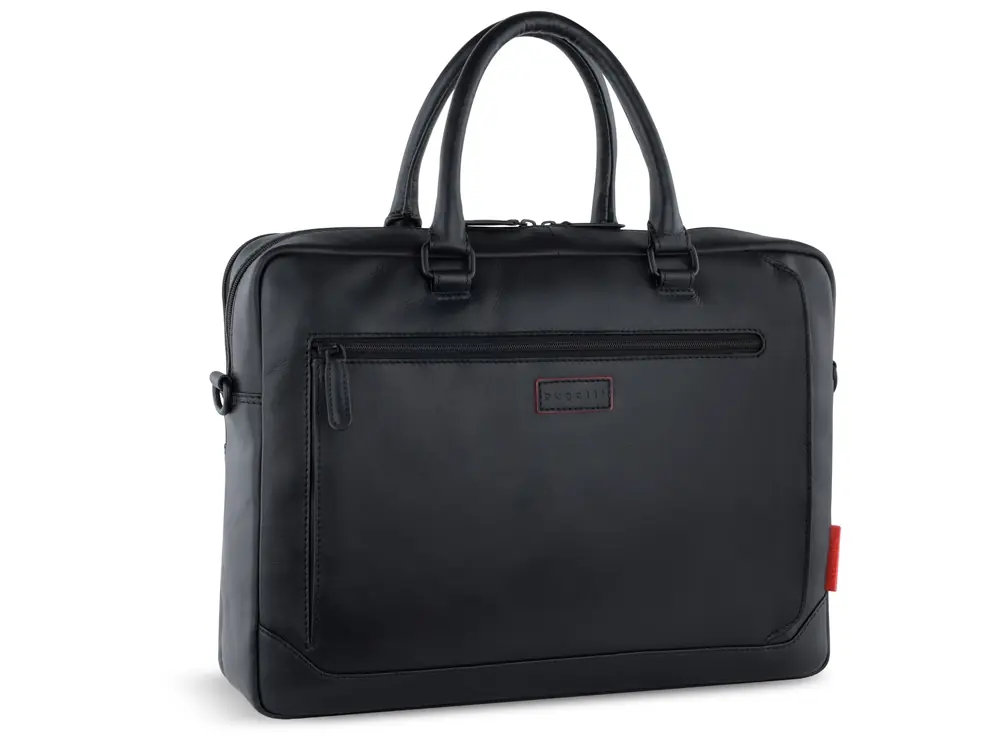 Портфель мужской BUGATTI КЛАРК / CLARK, чёрный, воловья кожа/полиэстер, 40х9,5х29 см, 10 л