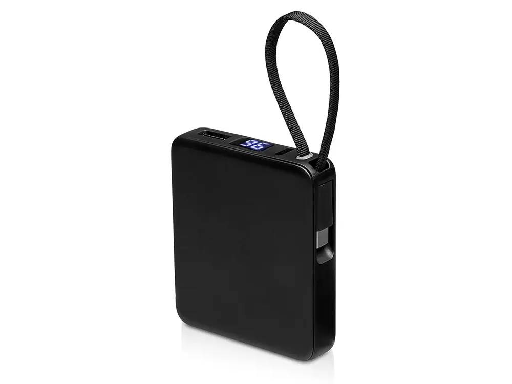 Внешний аккумулятор со встроенным кабелем USB-C Дэнси, 5000 мАч, черный