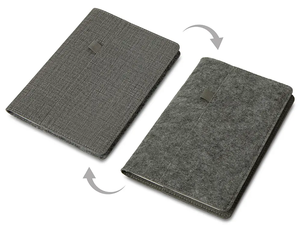 Двустороннее портфолио из рпет-фетра и искусственной кожи Felt, серый