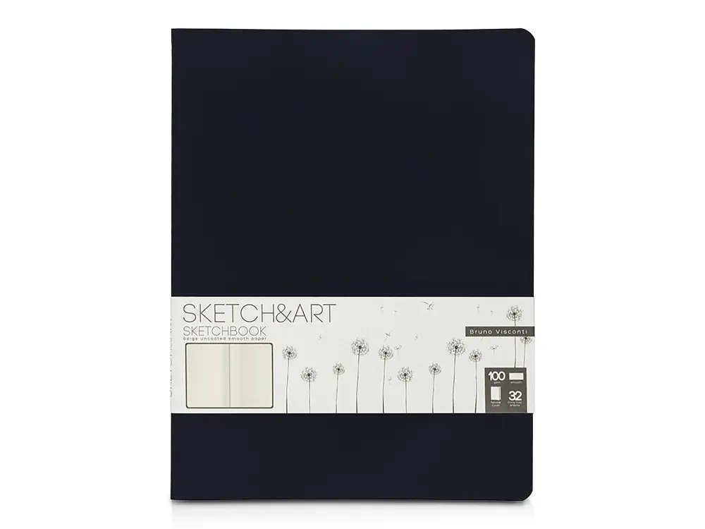 Скетчбук Sketch & Art в мягком переплете 178х230 мм, 32 л. бежевой бумаги 100 г/м2, черный