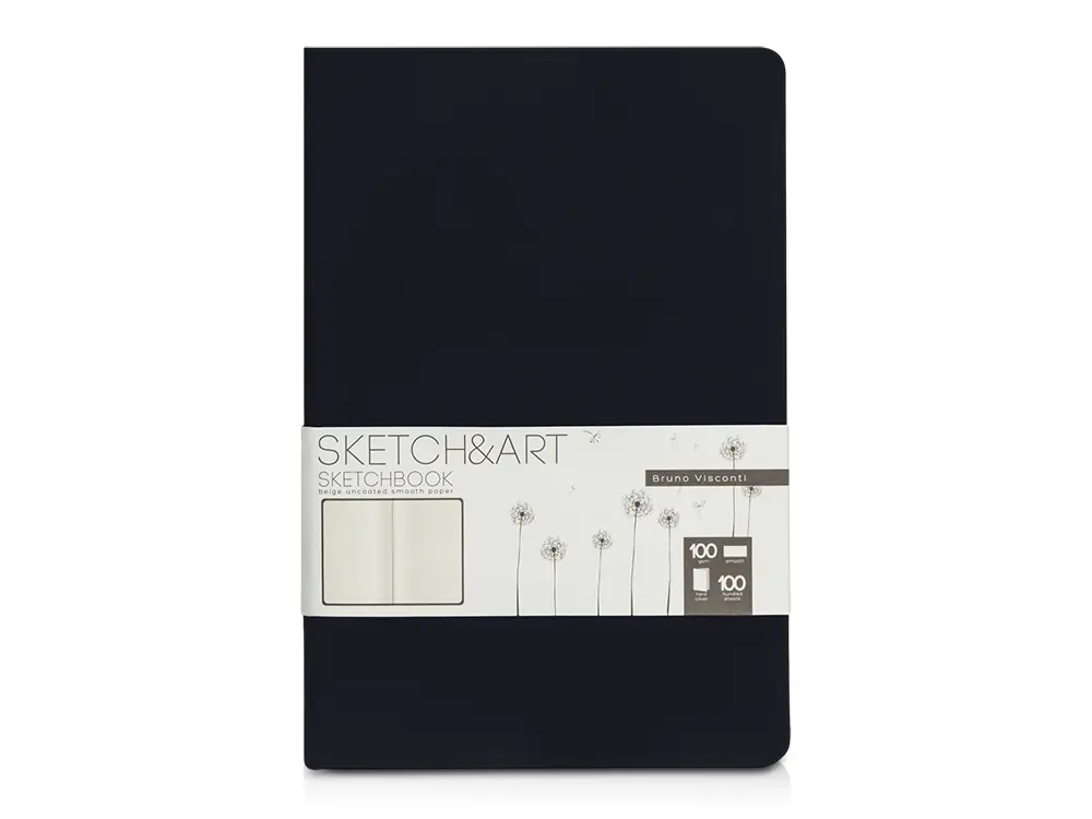 Скетчбук Sketch & Art в твердом переплете 143х216 мм, 100 л. черной бумаги 100 г/м2, черный
