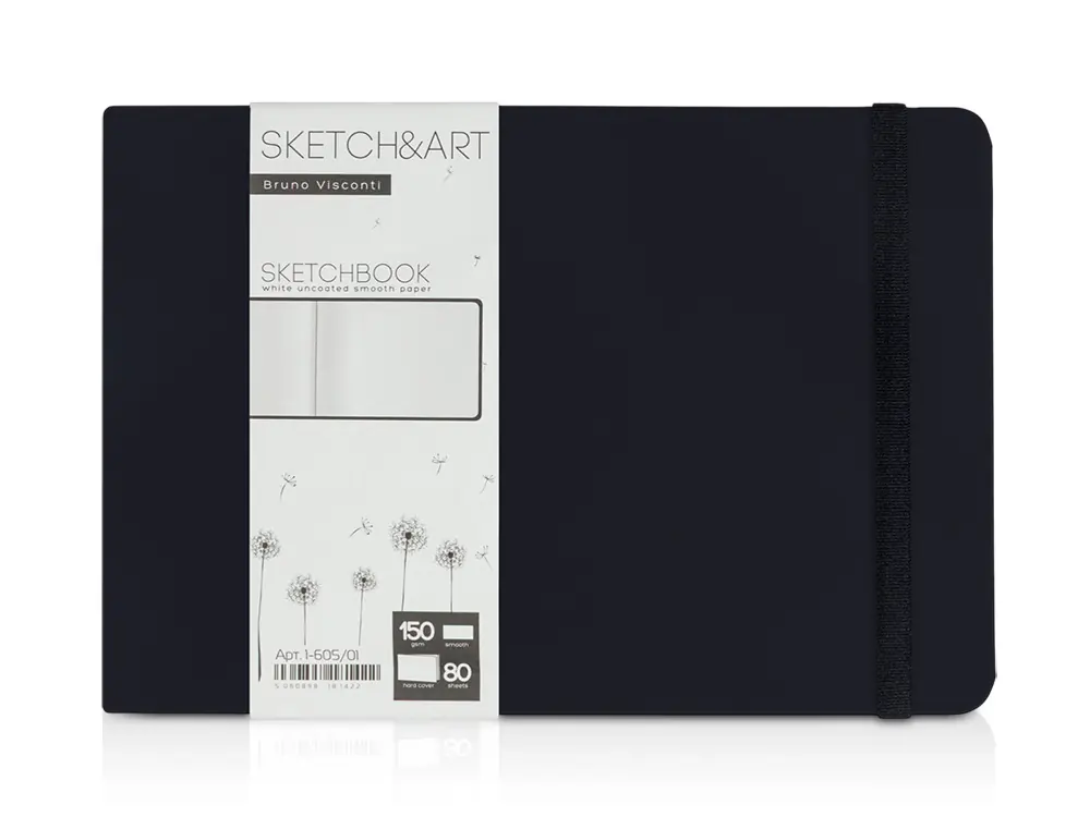 Скетчбук Sketch & Art в твердом переплете 213х146 мм, 80 л. белой бумаги 150 г/м2, черный
