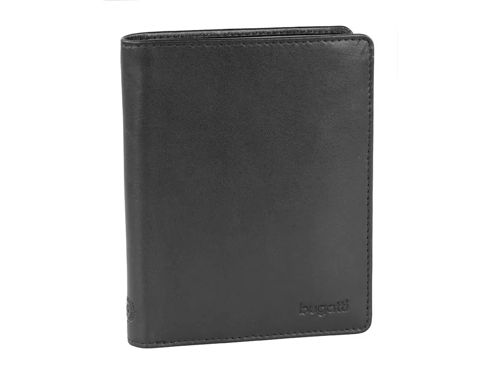 Портмоне BUGATTI ПЕРВЫЙ / PRIMO, чёрное, натуральная воловья кожа, 10х1,5х12,5 см