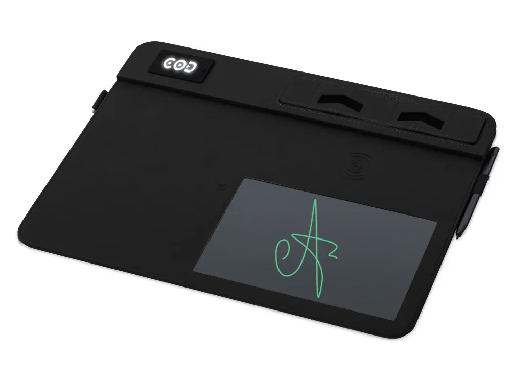 Многофункциональный коврик для мыши Multi Pad с беспроводной зарядкой и LCD экраном, 10 Вт, черный